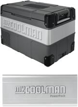 myCOOLMAN The Explorer Zweizonen Kompressor-Kühlbox, 12/24/230V, 53L + Lithium PowerPack - Aktionspaket