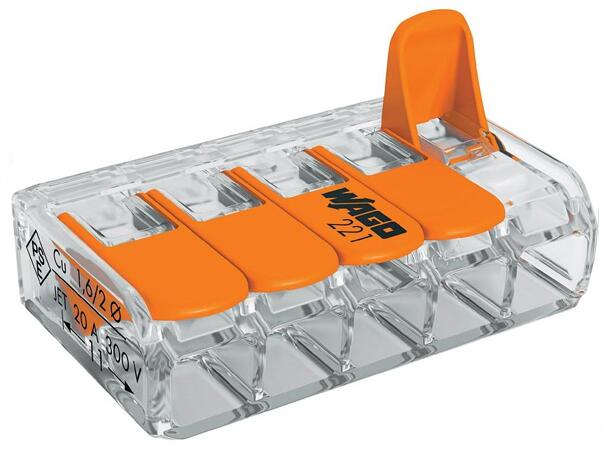 WAGO 221 Verbindungsklemme, 4mm², 5-Fach