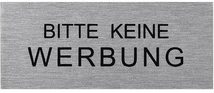 Pro Plus Aluminium Türschild 60x25mm "Bitte keine Werbung"