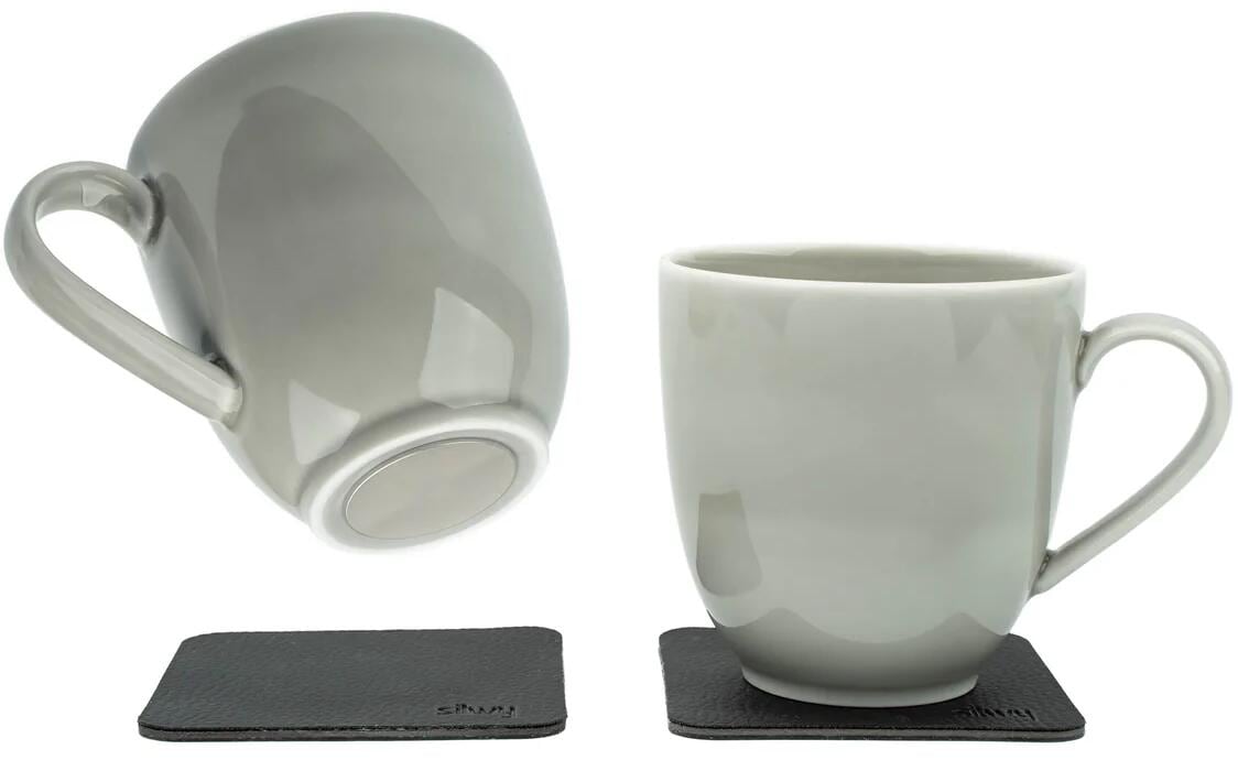 silwy Magnet-Porzellan Henkeltassen, 2er-Set, Ash
