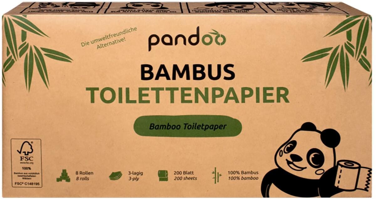 Pandoo Bambus-Toilettenpapier, 8 Rollen bei Camping Wagner Campingzubehr