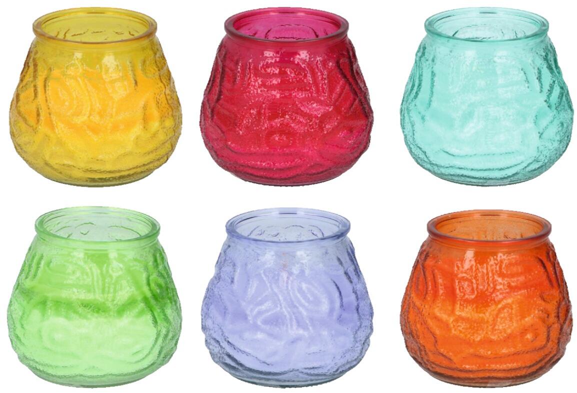 Arti-Casa Citronella-Kerze im Glastopf, farblich sortiert