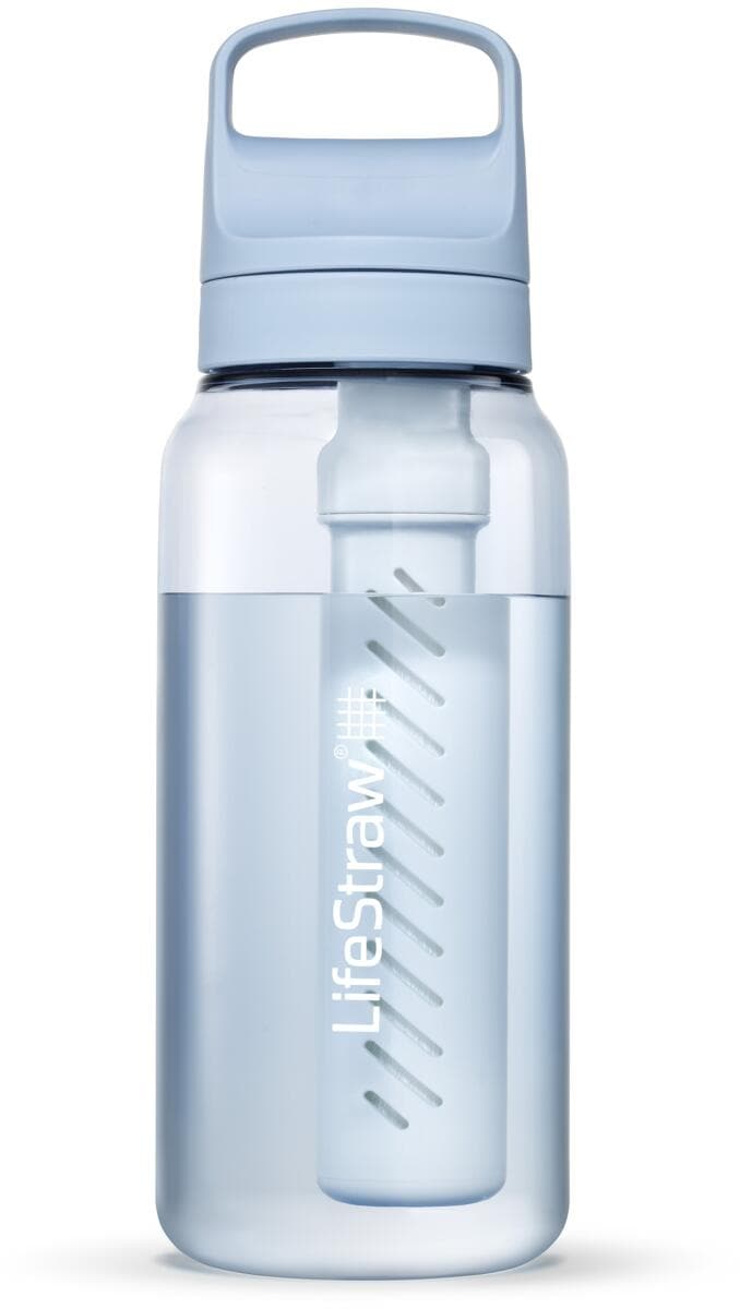 LifeStraw Go Wasserflasche aus recyceltem Kunststoff mit Filter, 1L, hellblau