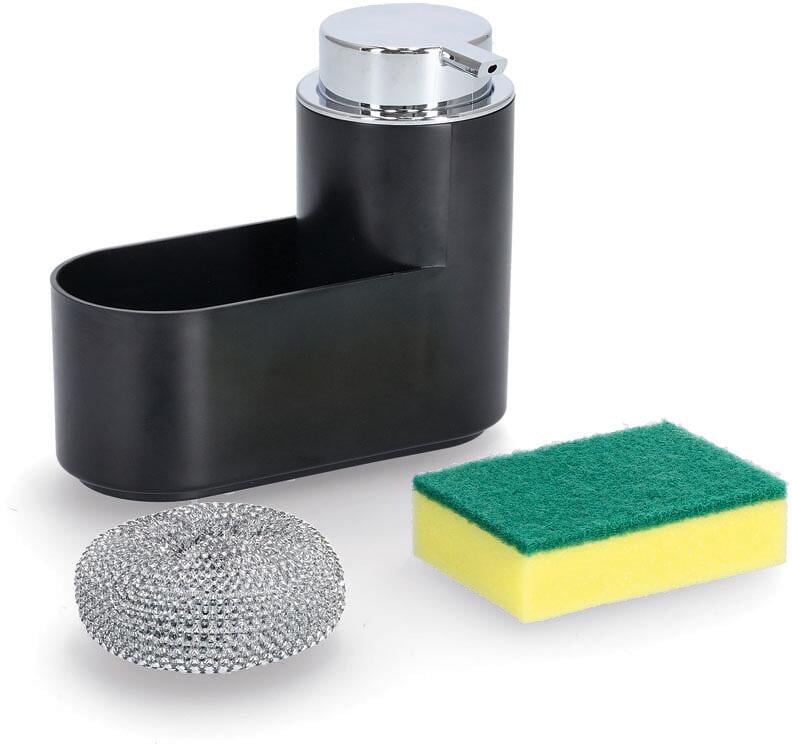 Zeller Seifenspender-Set, Kunststoff, schwarz