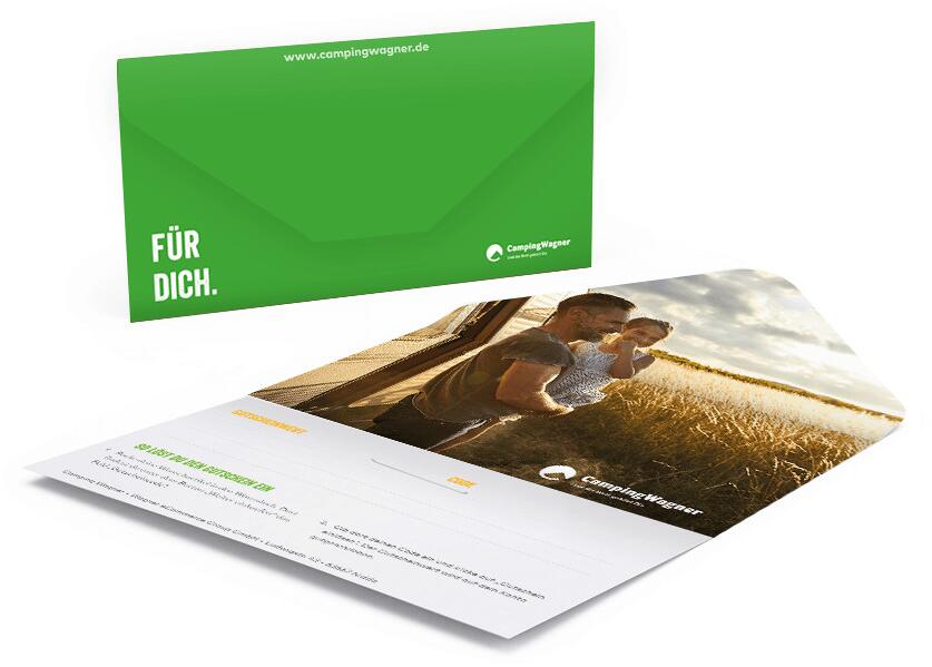 Camping Wagner Geschenkgutschein 200 € Geschenkkarte per Post