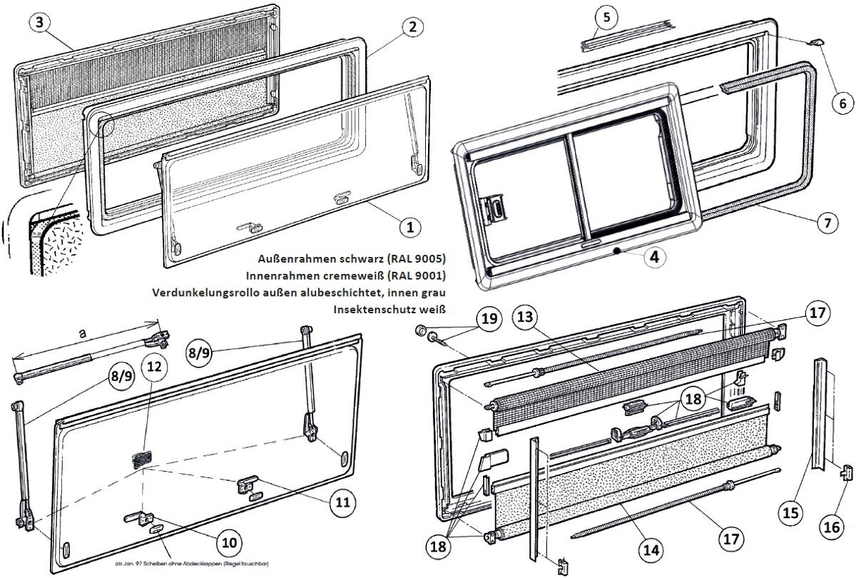 Dometic Ersatzscheibe für S4/S5-Ausstellfenster, 1600x550mm
