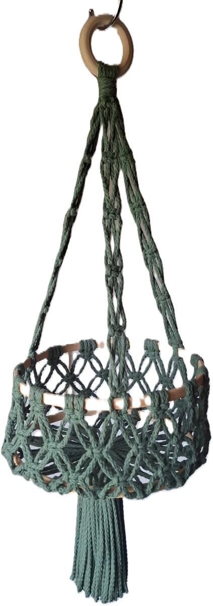 Knotenliebe Makramee Obstkorb, Ø20cm, Jadegrün