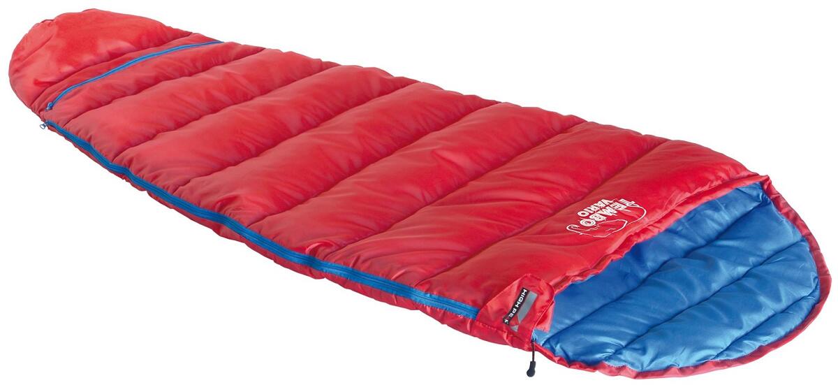 High Peak Tembo Vario Kinderschlafsack, 185x72cm, Zipper links, rot/blau