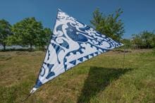 Bent Zip Canvas verbindbares Sonnensegel, 250x250cm, weiß/blau gemustert
