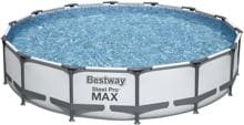 Bestway Steel Pro Max Frame Pool, rund, inkl. Filterpumpe, lichtgrau, 427x84cm