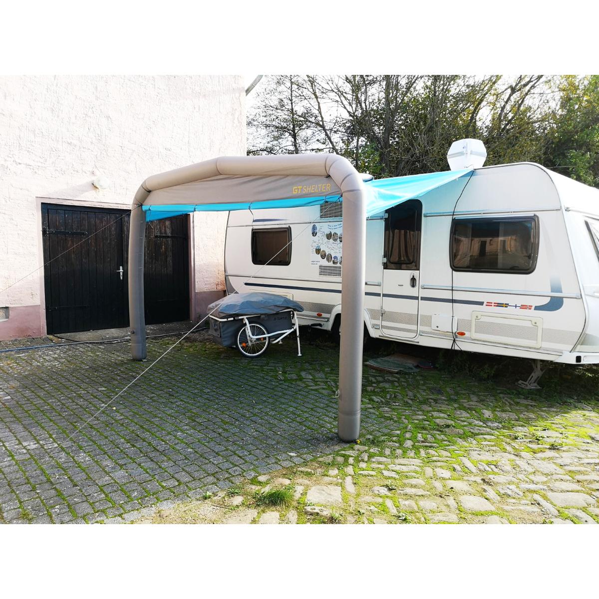 Gentle Tent Wohnwagen Sonnensegel, blau bei Camping Wagner Campingzubehör