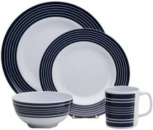 Flamefield Geschirr-Set, 16-teilig, Navy Pinstripe