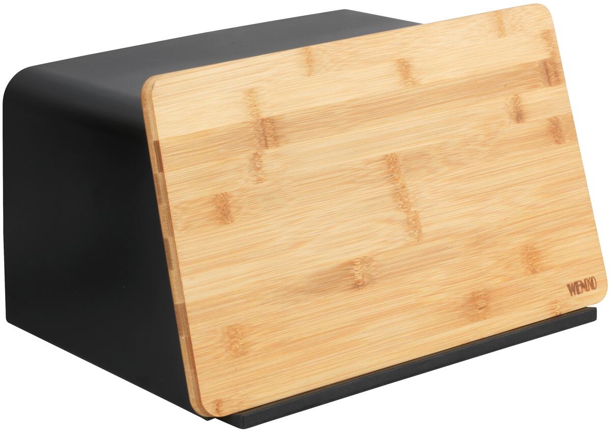 Wenko Brotkasten mit Schneidebrett, schwarz