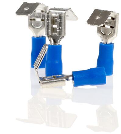 Alca Cable Connect Flachsteckhülsen, mit Abzweig, 6,35mm, 10er-Pack, blau