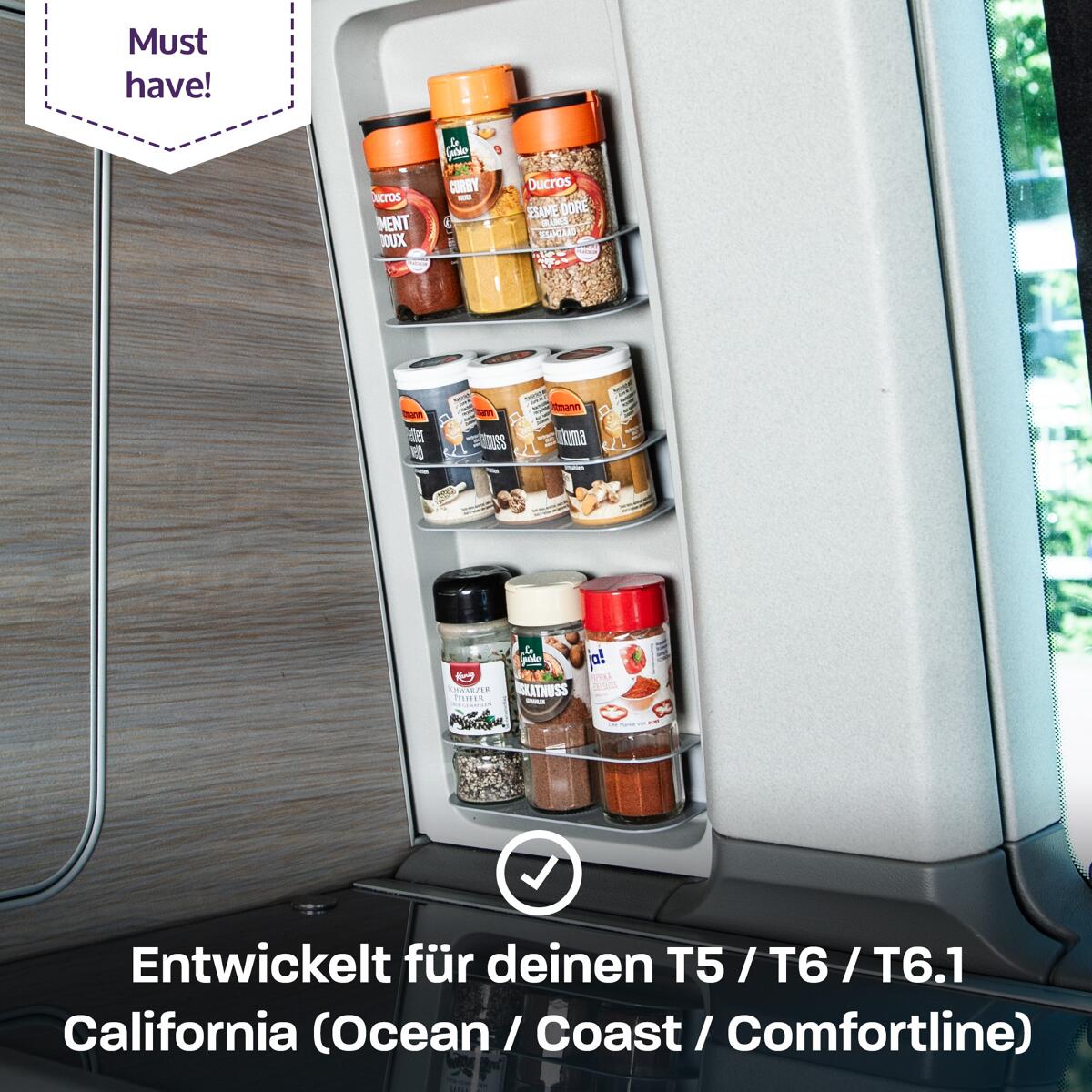 040 Parts Gewürzregal, für T5 T6 T6.1 California (Comfortline Coast Ocean) bei Camping Wagner Campingzubehör