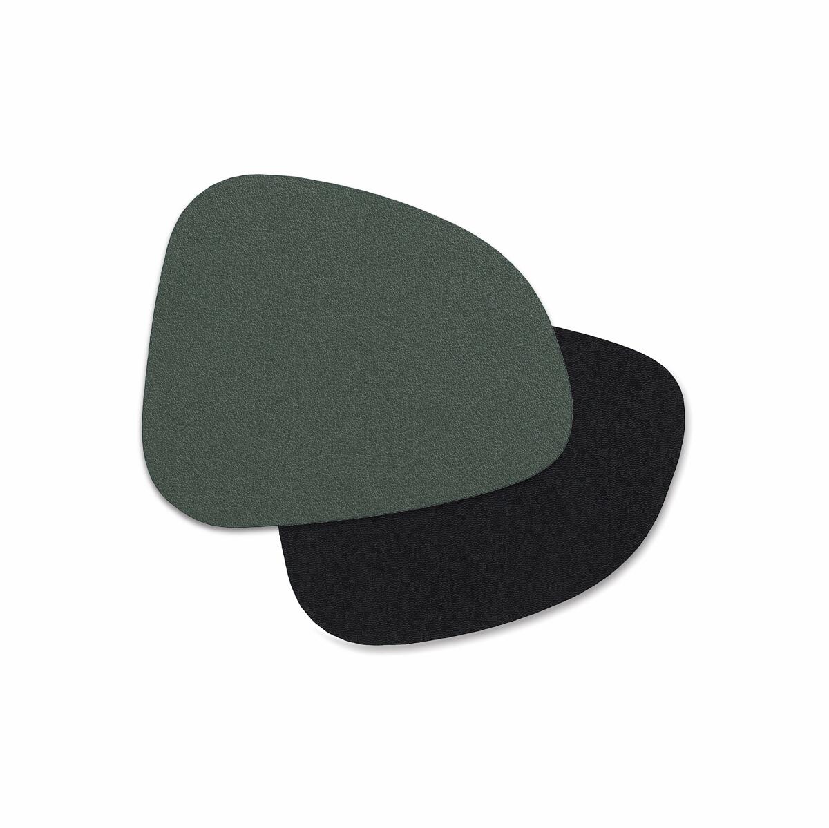 Zeller 2 tone Glasuntersetzer-Set, 4-teilig, Kunstleder, schwarz/dunkelgrün