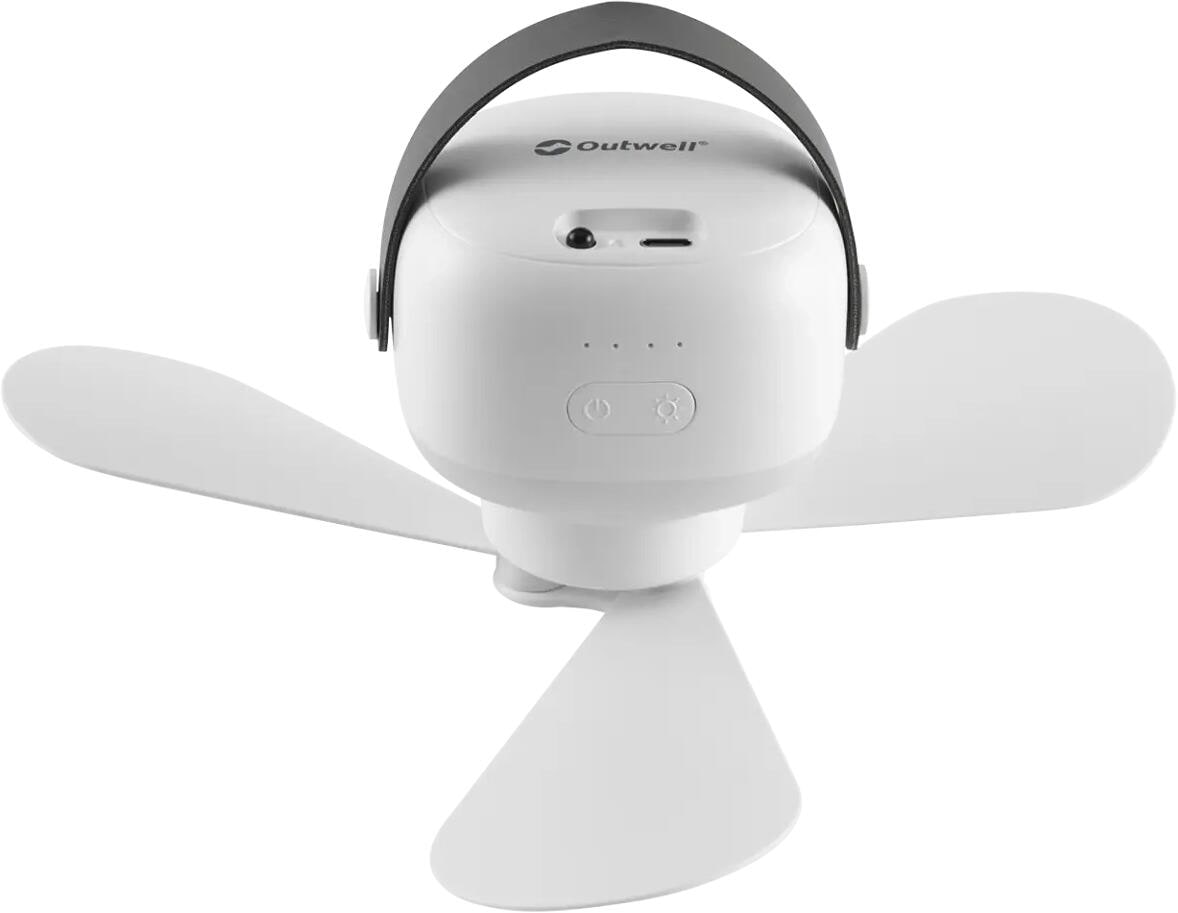 Outwell Aurelios Ventilator, wiederaufladbar, mit Lampe, weiß