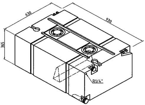 Universal Frisch- und Abwassertanks, verrippt, 4 Anschlussstutzen, 200L