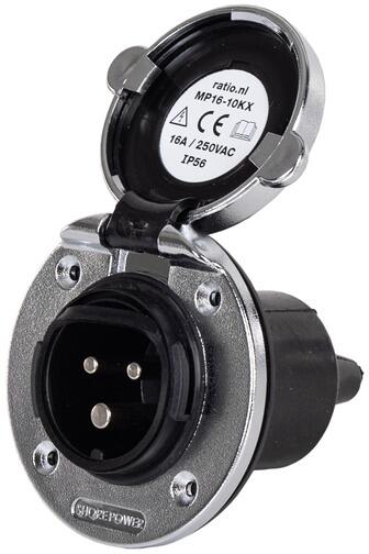 ratio Elektric CEE-Einbausteckdose, 230V, 16A Kunststoff, silber