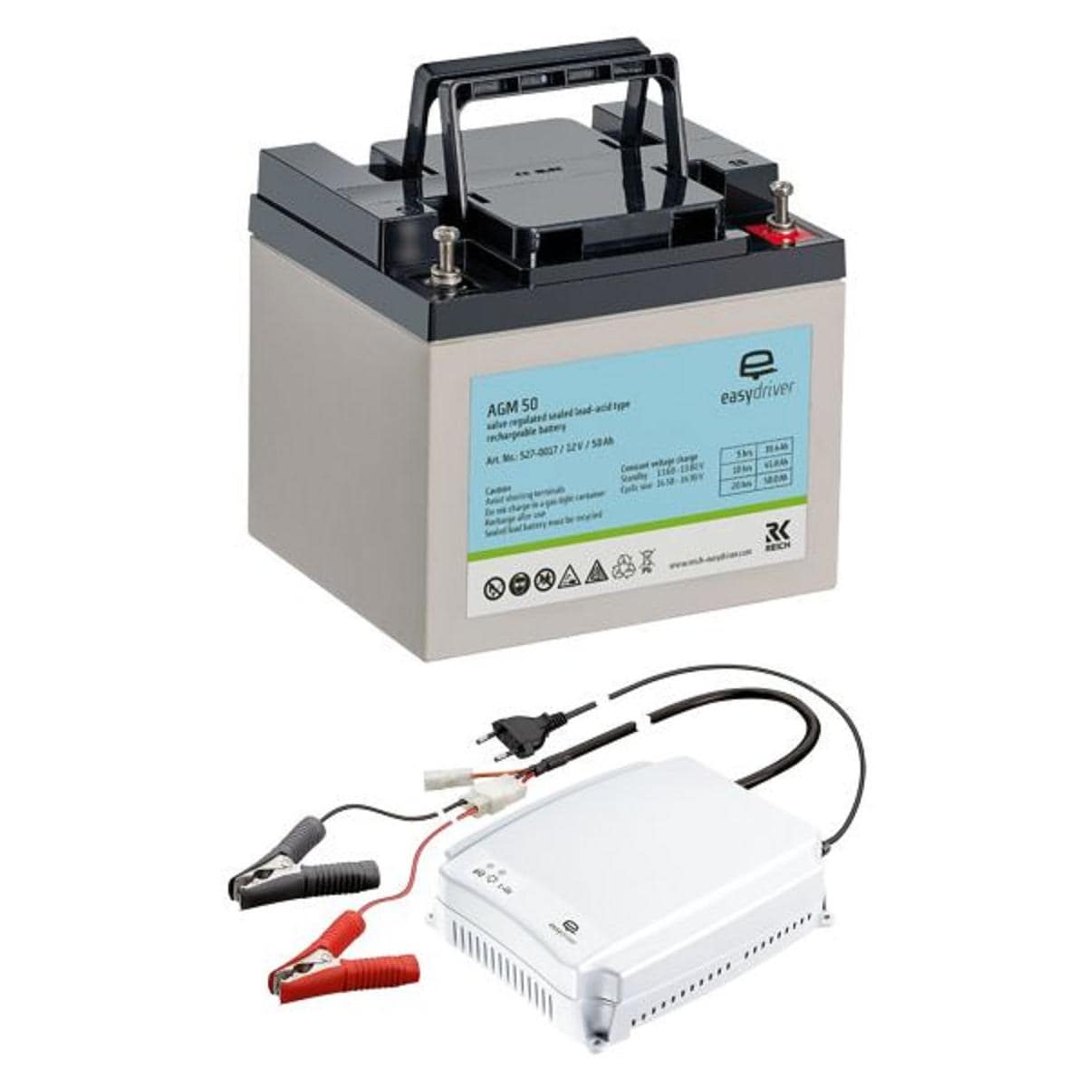 Easydriver Energie-Paket M, AGM-Batterie und Ladegerät bei Camping