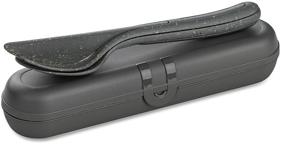 Koziol Klikk Ready Etui + Besteckset, 3-teilig, nature ash grau