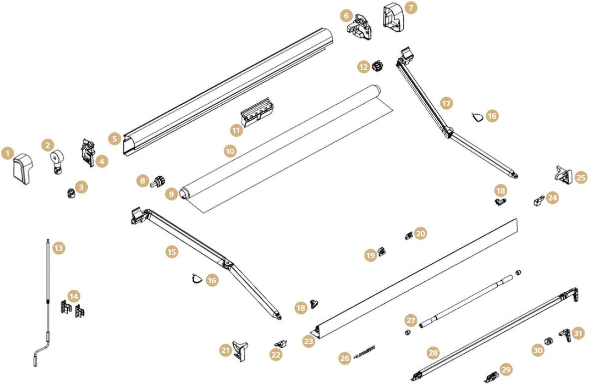 Endkappe links weiß - Dometic Ersatzteil-Nr. 4453000918 - für PW1100
