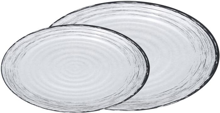 Brunner Serving Board Granada Servier-/Aufschnittplattenset, Stonetouch-Melamin, stapelbar, 2-teilig, weiß/schwarz