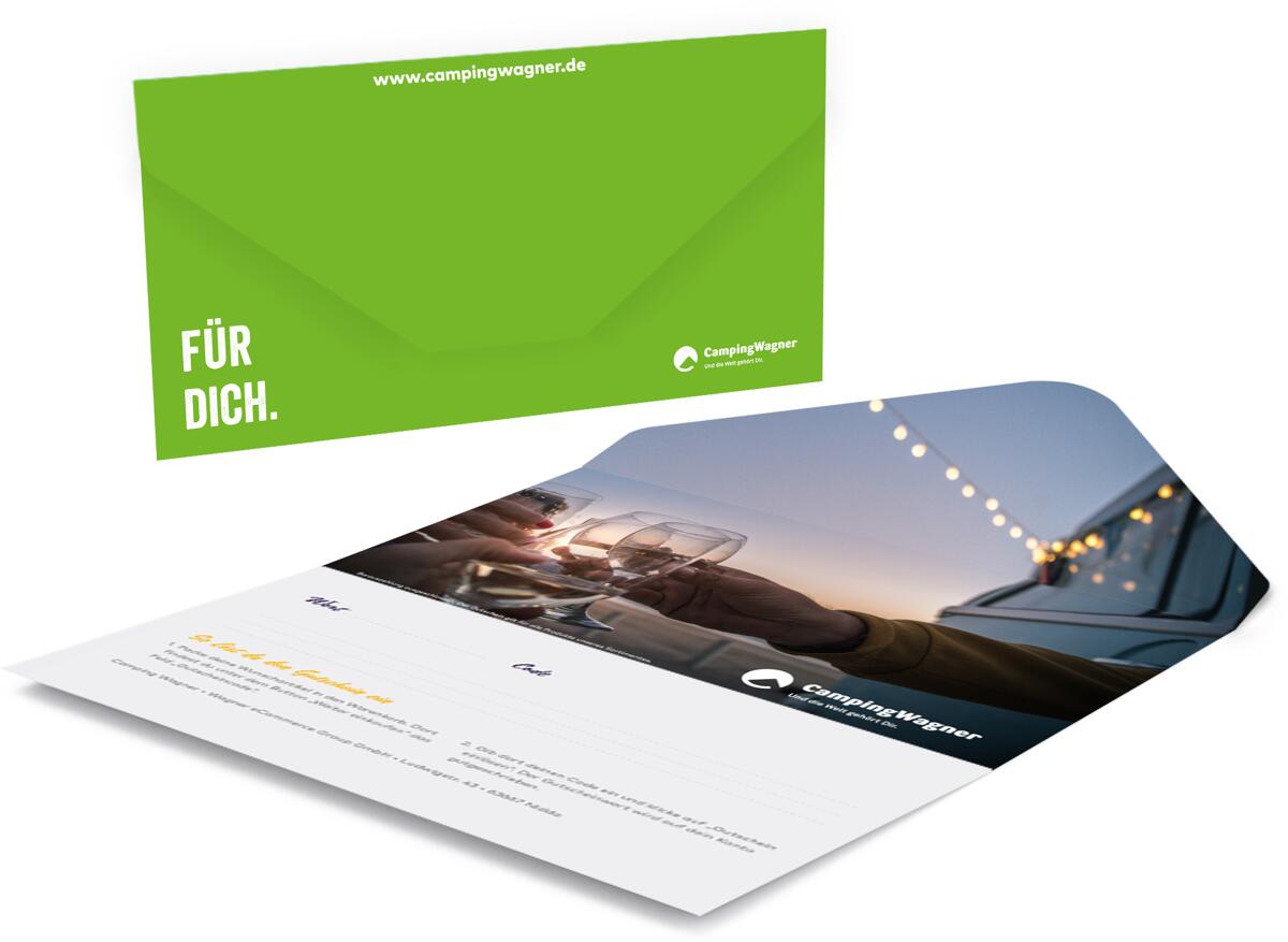 Camping Wagner Geschenkgutschein - Geburtstag - 30 € Geschenkkarte per Post