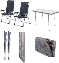 Crespo Valencia Stuhl- und Tischset, gepolstert, grau
