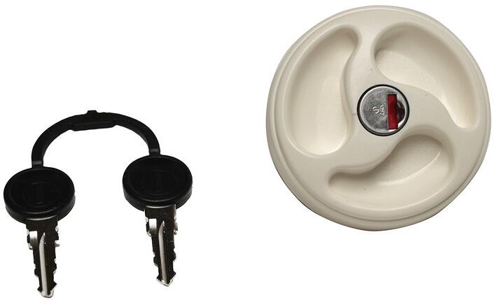 ZADI Tankschloss 3-Griff mit Zylinder + 2 Schlüsseln, weiß