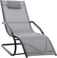 Vivere Wave Aluminium Liegestuhl, grey on matte black