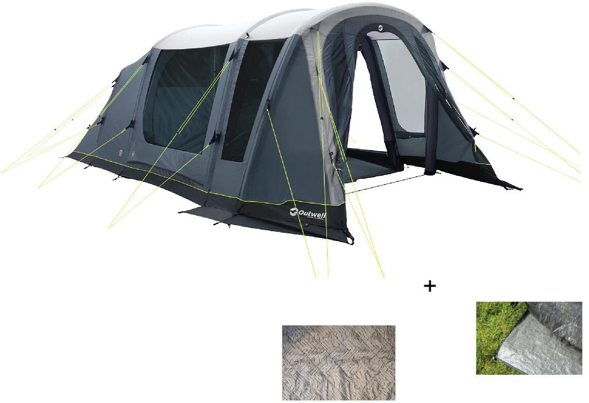 Outwell Sacramento Air Luftvorzelt, 4-Personen, 300x630cm, blau inkl. Teppich + Bodenplane - Camping Wagner Edition