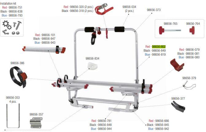 Kit seitliche Struktur - Fiamma Ersatzteil Nr. 98656-802 - für Carry-Bike Caravan XL A Pro 200