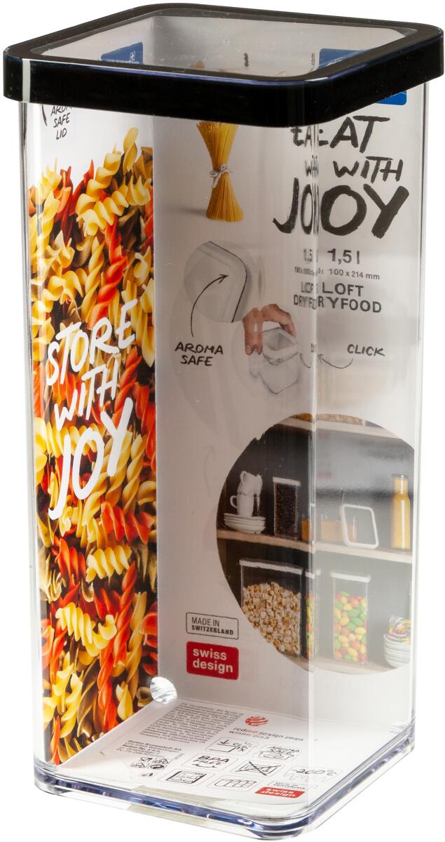 Loft Rotho Rotho Loft Premium Vorratsdose, quadratisch, 1,5l, schwarz bei Camping ...