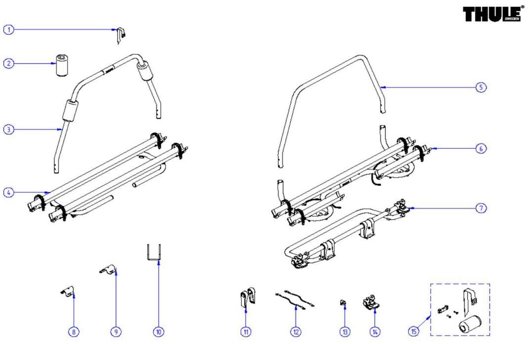 Schienenbügel - Thule Ersatzteil-Nr. 1500603823 - für Caravan Smart Deichsel-Fahrradträger