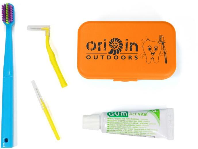 Origin Outdoors Travel Zahnputzset, zusammensteckbare Zahnbürste, orange