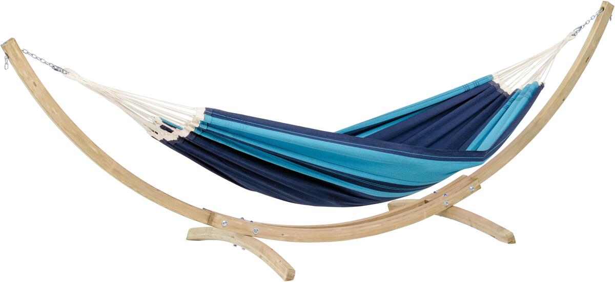 Amazonas Santana Set Hängematte blau & Holzgestell Kronos