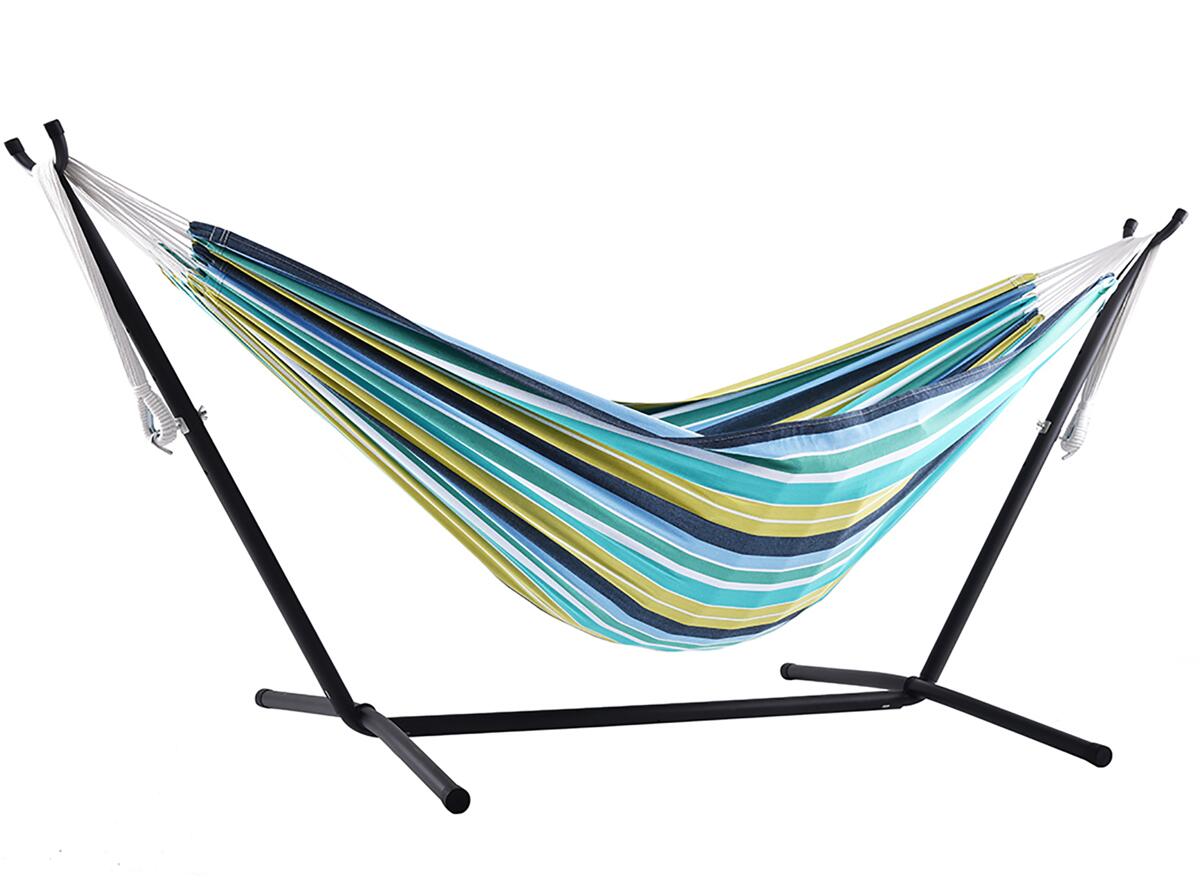 Vivere Cotton Hängematte mit Stahlständer, double, 250cm, cayo reef