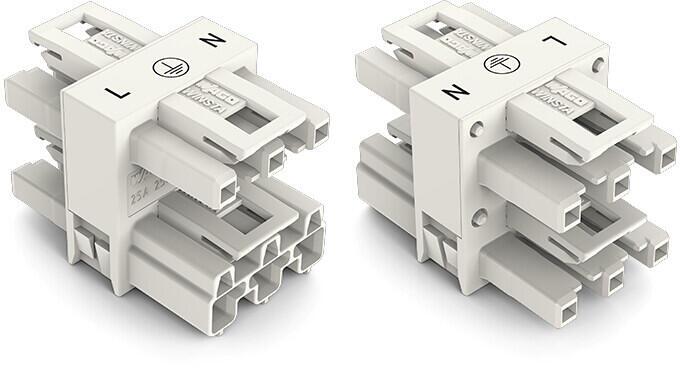 WAGO 3-fach-Verteiler, 3-polig, weiß