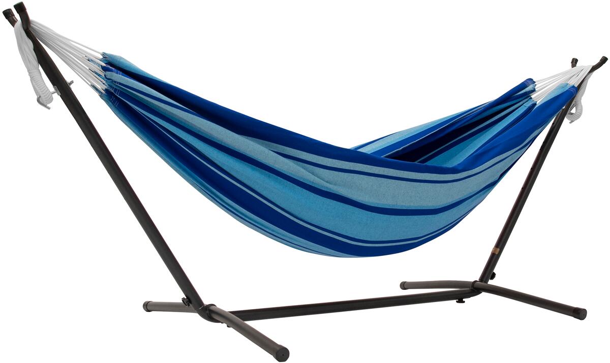 Vivere Cotton Hängematte mit Stahlständer, double, 250cm, island breeze
