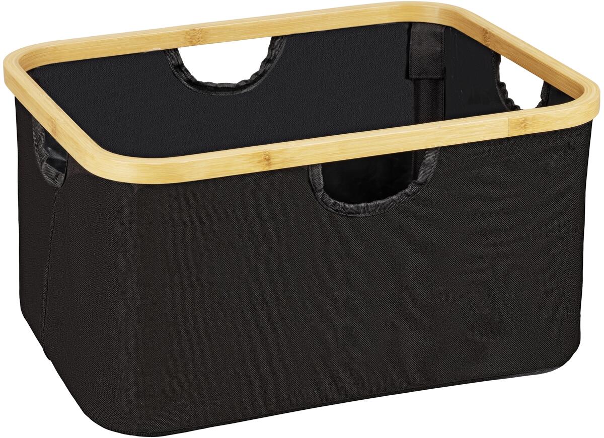 Wenko Ecori Wäschekorb, 28l, bambus, schwarz, 2er-Set