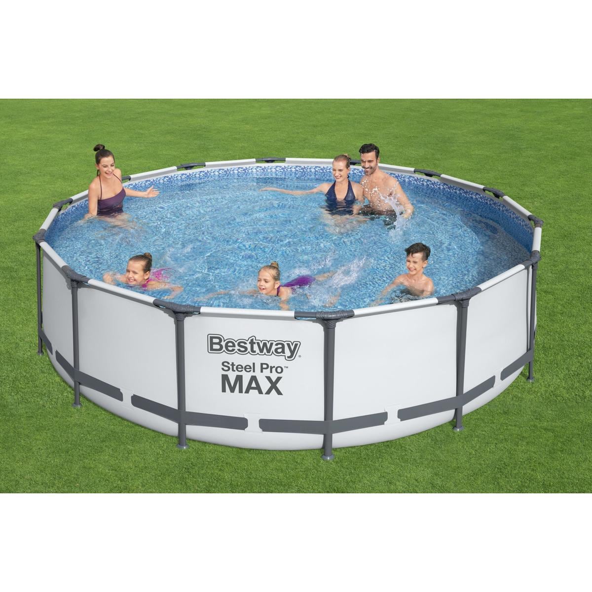 Bestway Steel Pro Max Pool Komplett-Set, rund, inkl. Filterpumpe, lichtgrau  bei Camping Wagner Campingzubehör