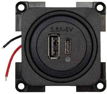 Inprojal USB-Doppelladesteckdose C/A für System 10.000, schwarz