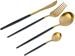 Camping Wagner Besteck-Set, 16-teilig, Edelstahl, Gold/Schwarz