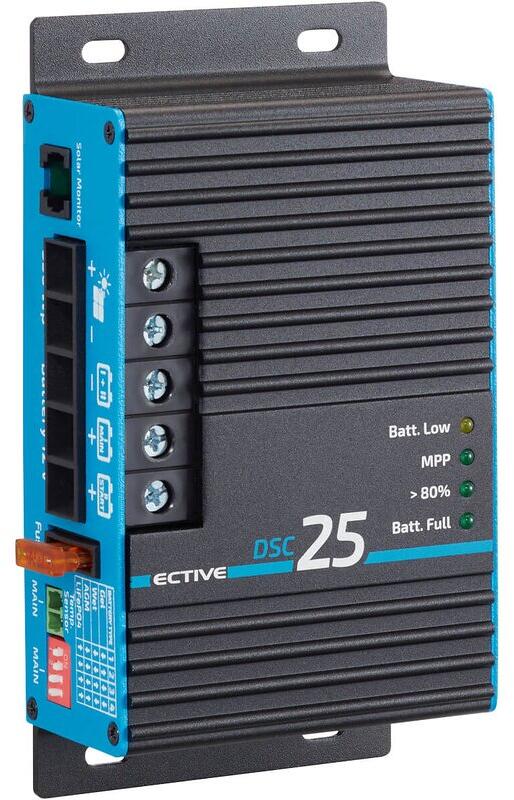 ECTIVE MPPT Dual Solar-Laderegler für zwei 12V Batterien, DSC 25, 350Wp, 50V, 25A