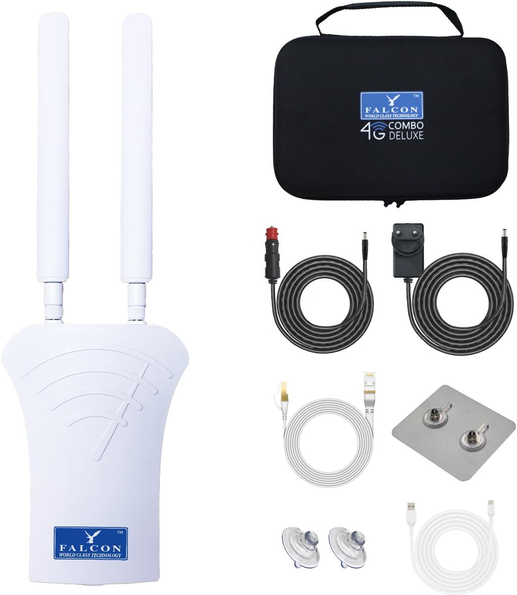 Falcon 4G Combo V3 LTE Außenantenne Deluxe inkl. integriertem 150Mbit/s Router und Zubehörpaket