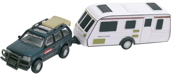 HappyPeople Spielzeugauto mit Wohnwagen, farblich sortiert