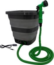 Eurotrail Wiederaufladbares Spülsystem, 15L, Faltbarer Eimer, mit Pumpe