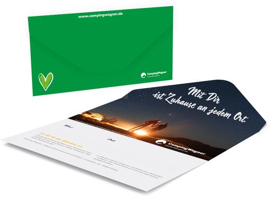 Camping Wagner Geschenkgutschein - Romantik - 30 ? Geschenkkarte per Post