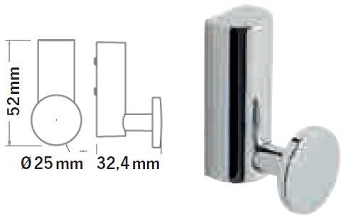 Gaderobenhaken, metall, verchromt